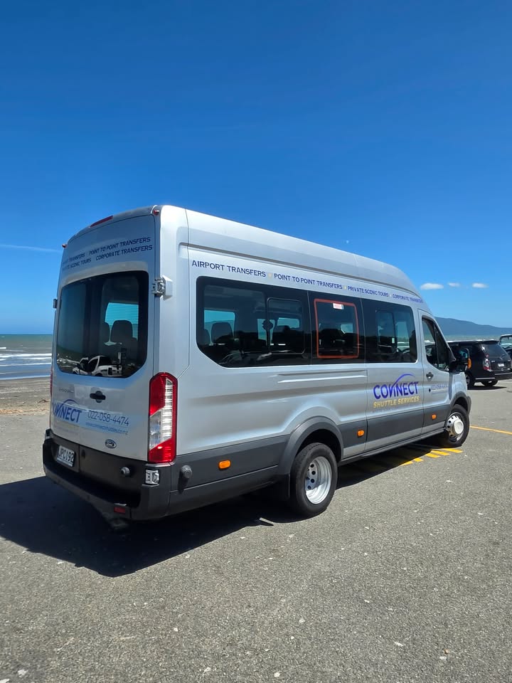 Ford Transit Bus - Professional exterior view with Connect Shuttle Services branding